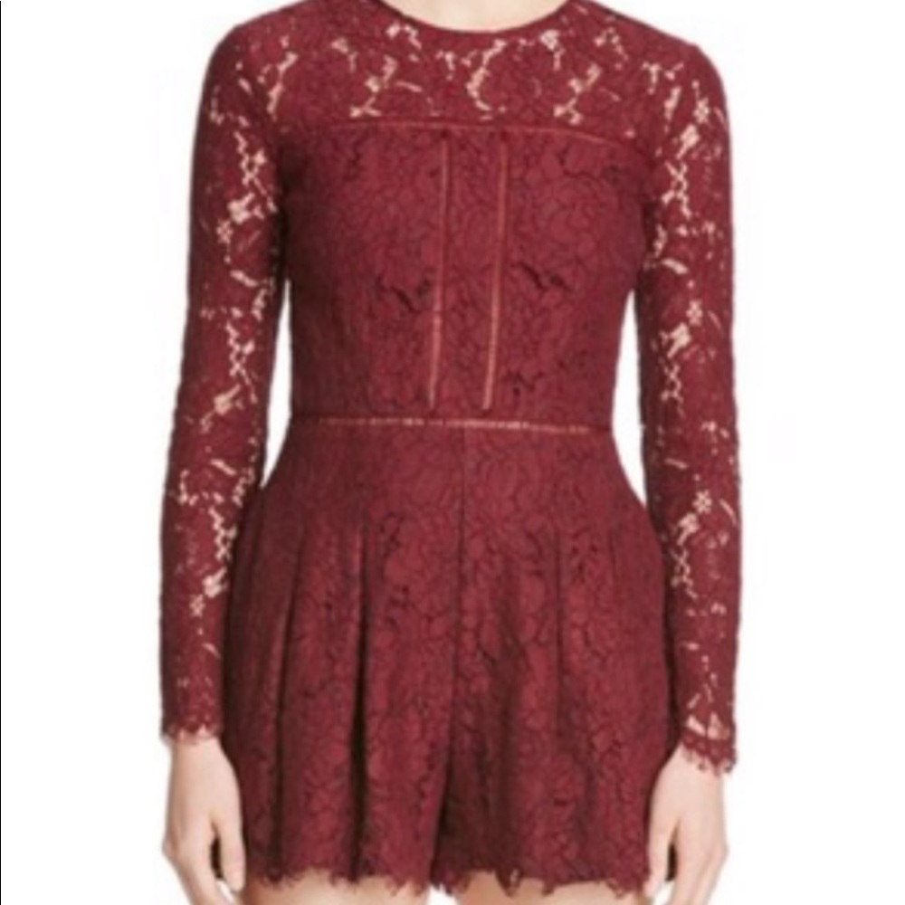 Maroon lace romper